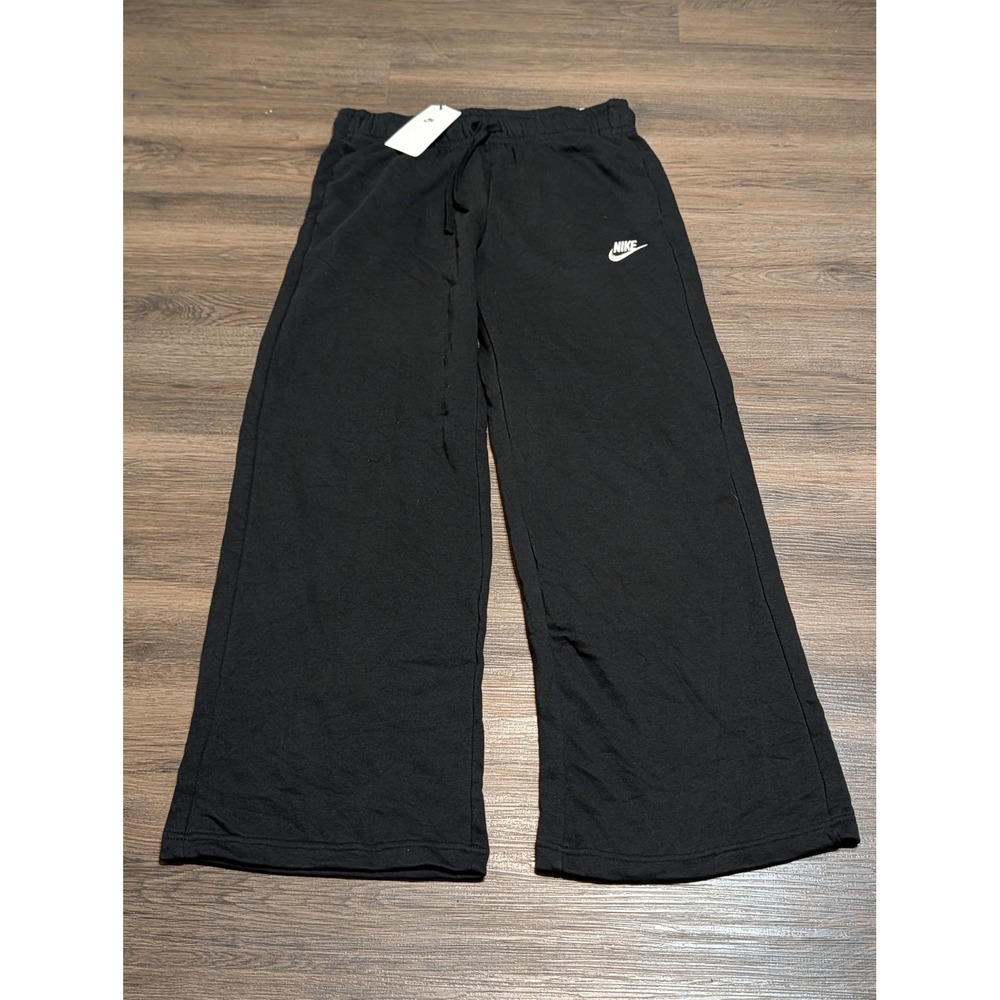 Nike Womens Black Wide Leg Sweatpants Mid Rise Full Length FB2727-010 Medium
